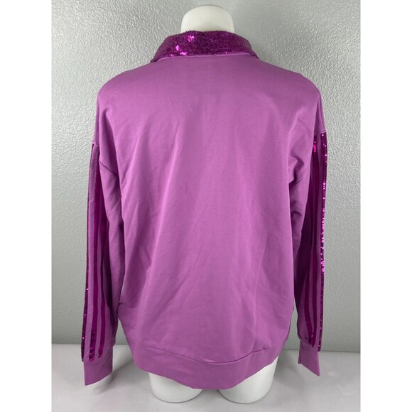 Fantastic Fawn Women Small Purple Track Jacket Sequin 1/2 Zip NWT - Picture 5 of 6